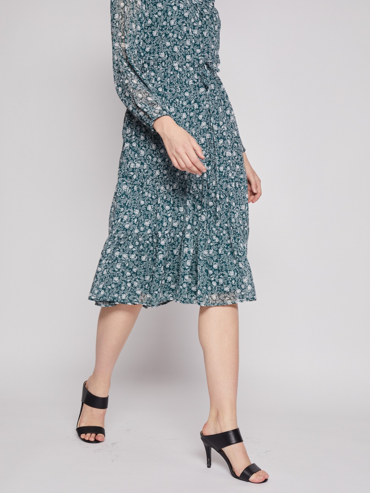 Шифоновое платье миди с цветочным принтом zolla 02213824Y123, размер XS - фото 4