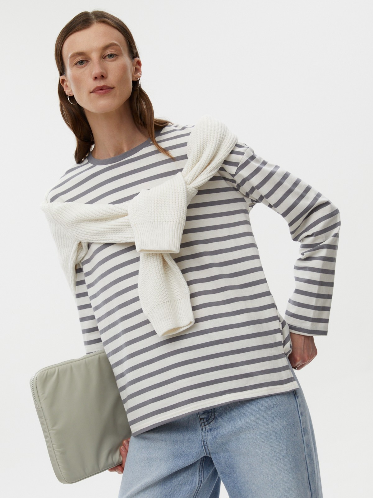 Лонгслив-тельняшка с узором в полоску из хлопка