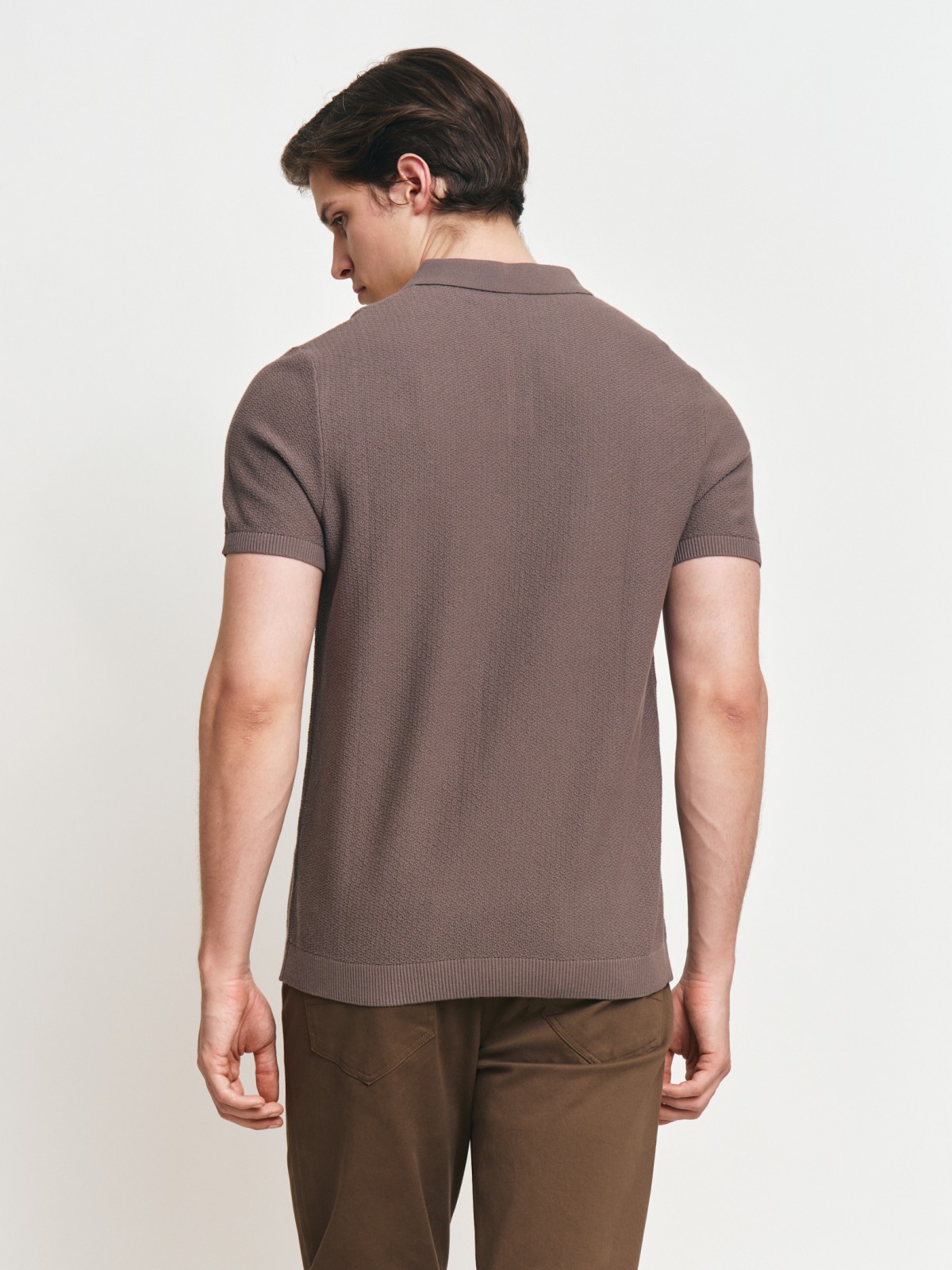 Трикотажный джемпер поло из хлопка с коротким рукавом Трикотажный джемпер поло из хлопка с коротким рукавом