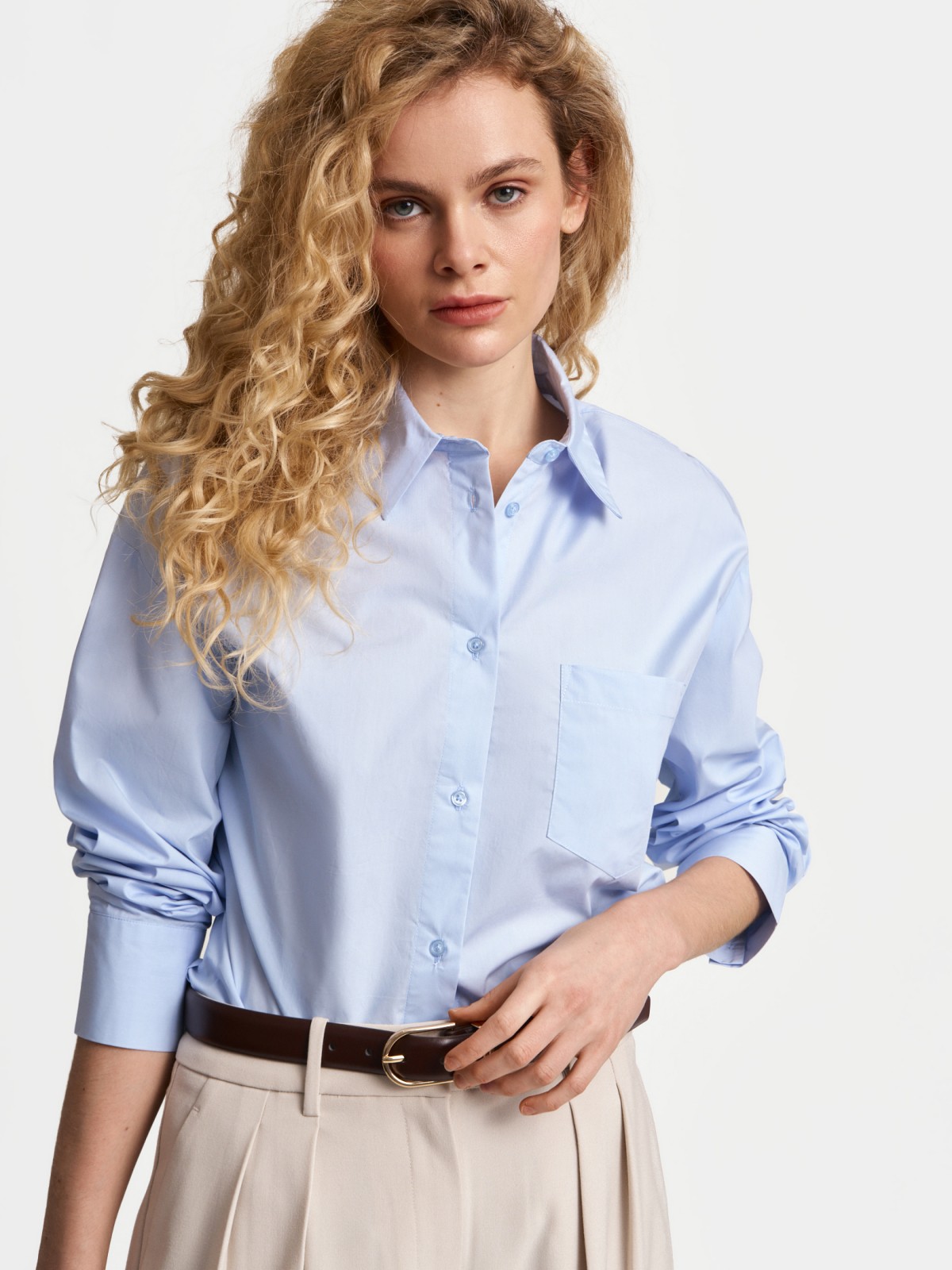 Рубашка оверсайз силуэта из хлопка