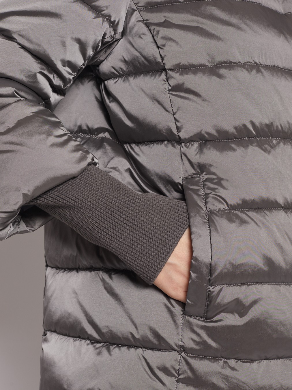 Тёплая куртка с воротником-стойкой zolla 022345102294, цвет темно-серый, размер XS - фото 5
