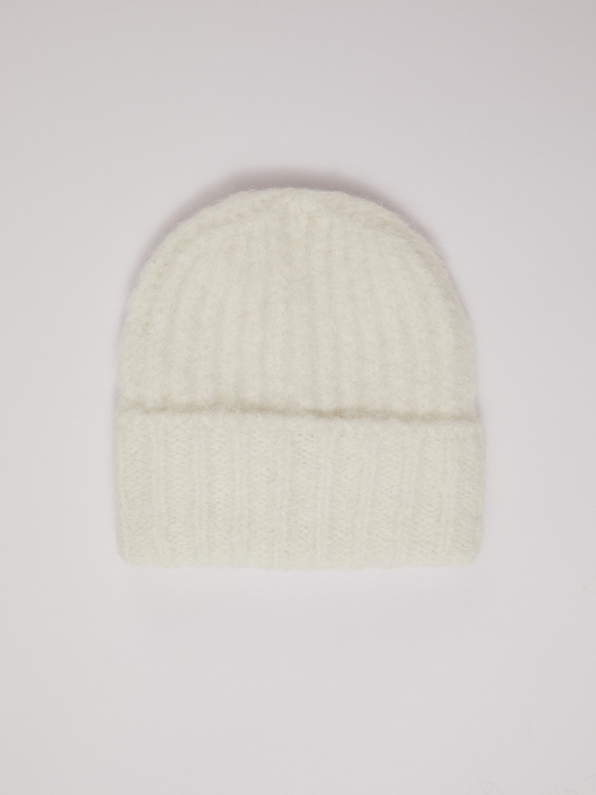 Шерстяная вязаная шапка-бини с отворотом