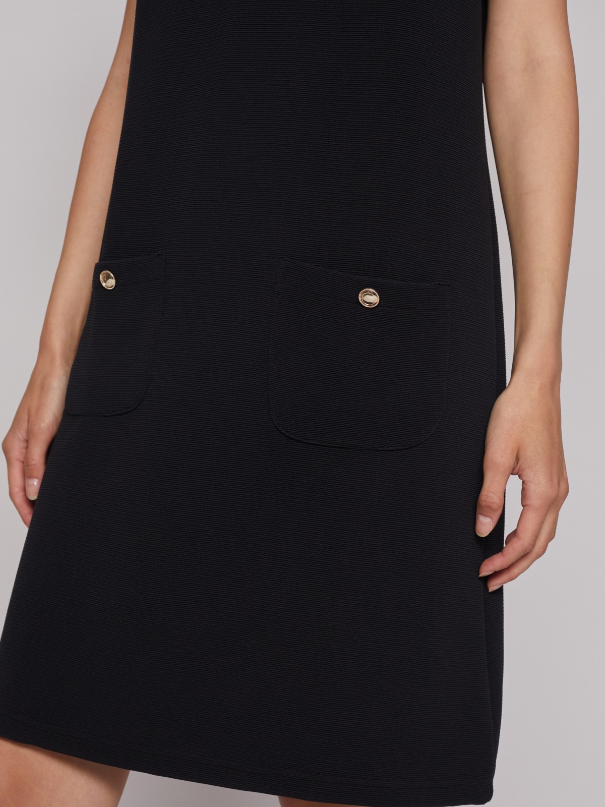 Платье с коротким рукавом zolla 22232814Y102, цвет черный, размер XS - фото 4