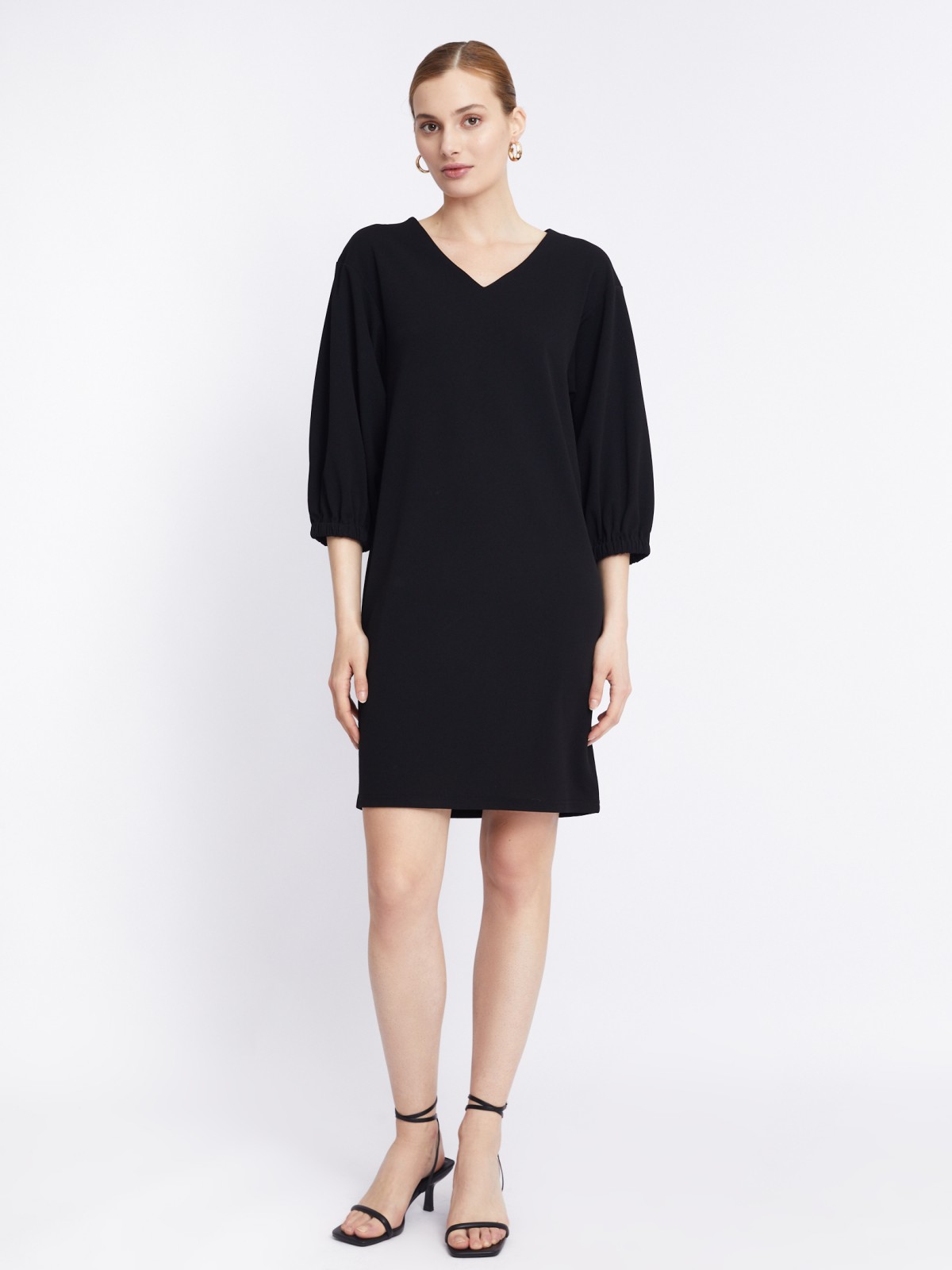 Платье с объёмными рукавами и поясом zolla 22331819F062, цвет черный, размер S - фото 4