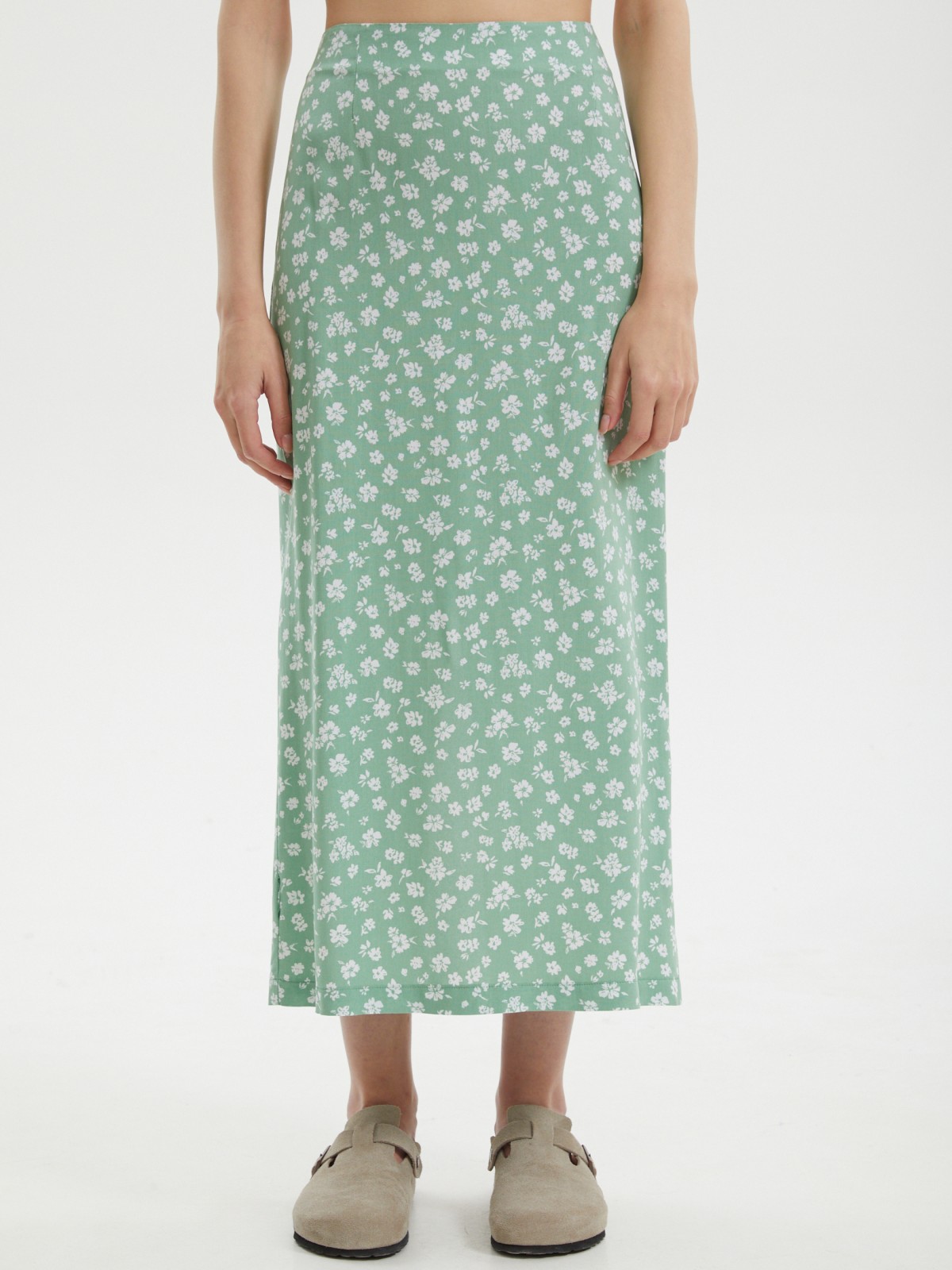 Прямая юбка миди из вискозы с разрезом