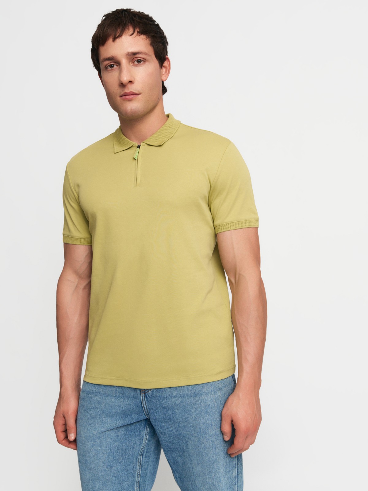 Футболка поло из хлопка на молнии