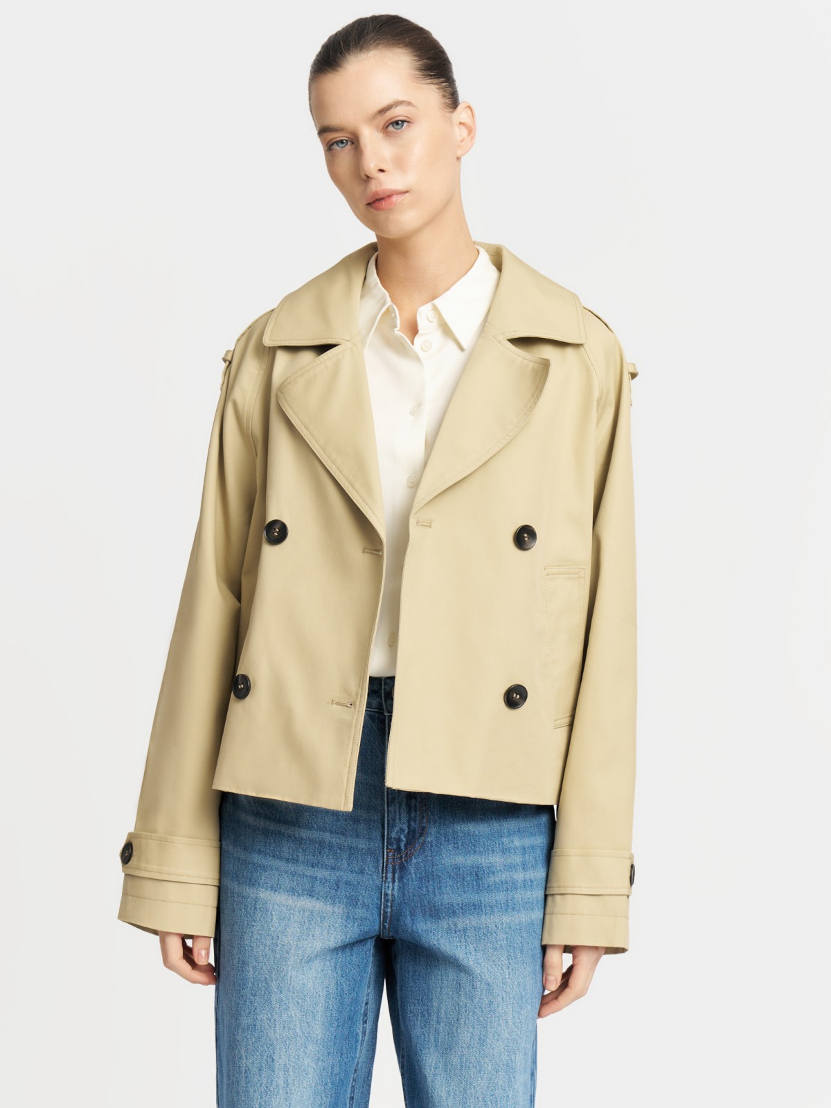 Двубортная куртка-тренч из хлопка