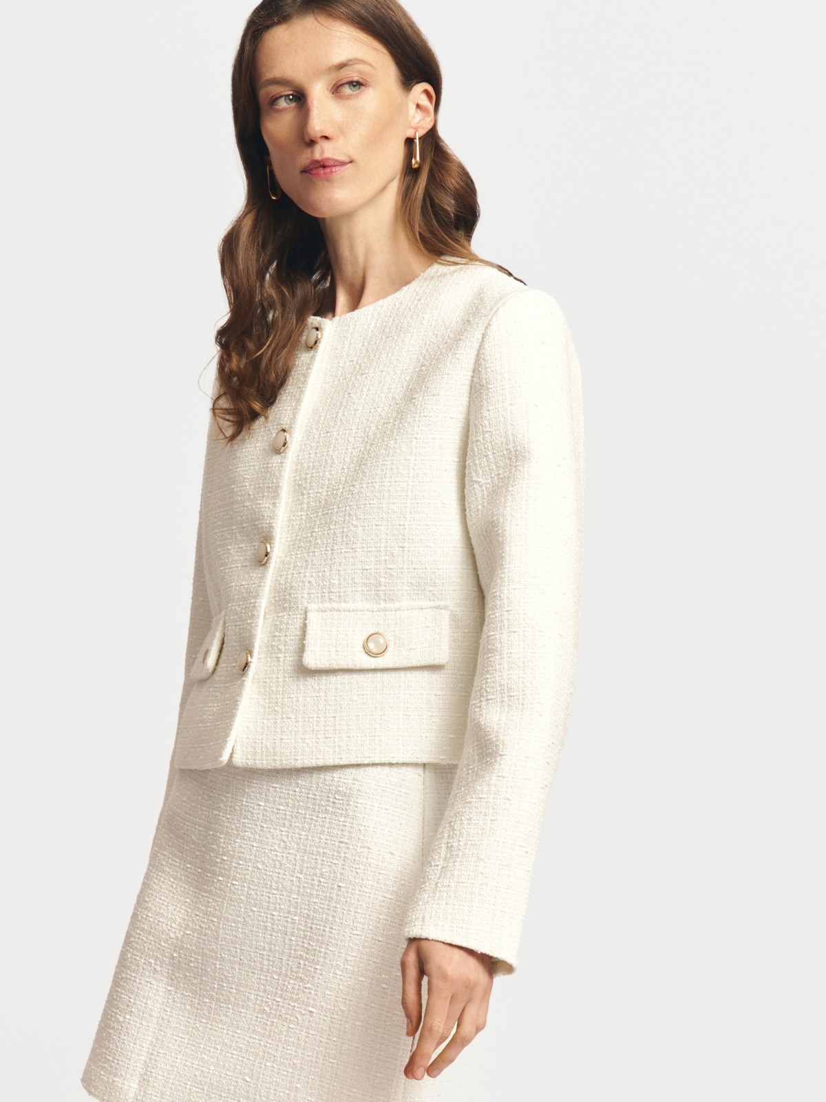 Твидовый жакет на пуговицах