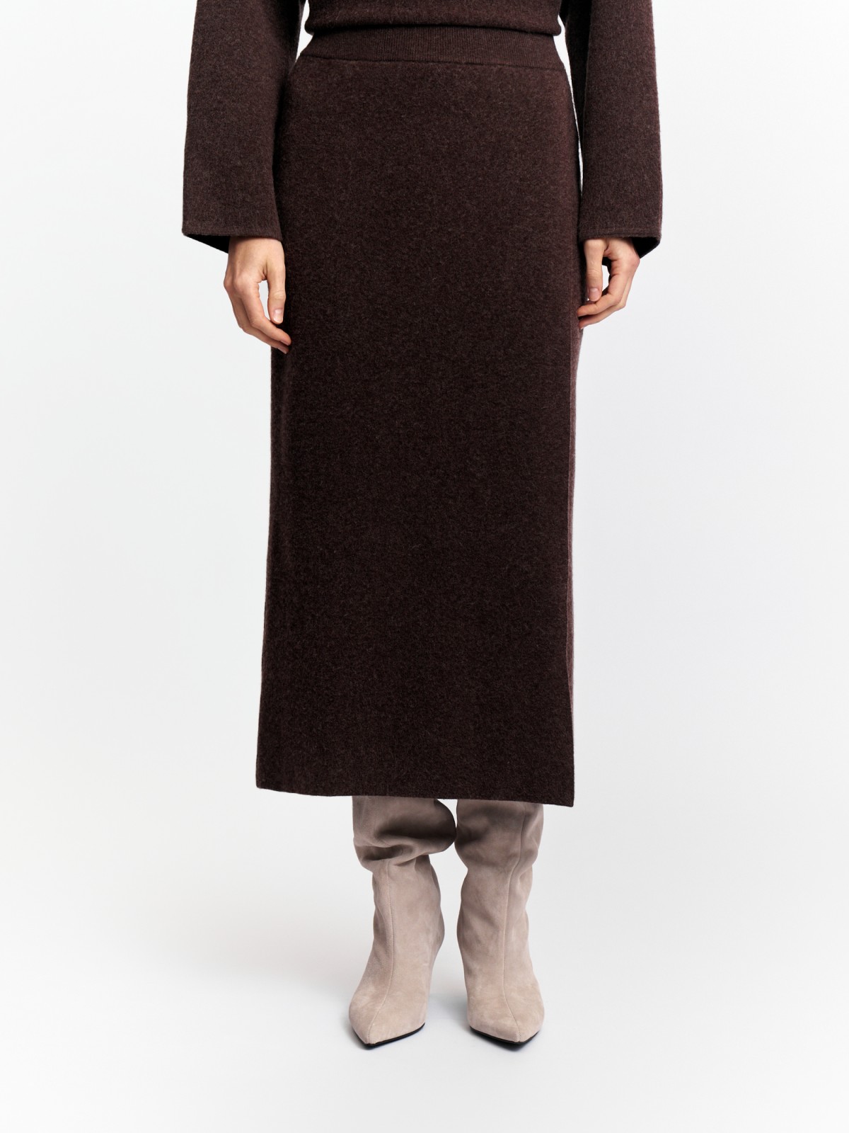 Трикотажная юбка-карандаш с запахом