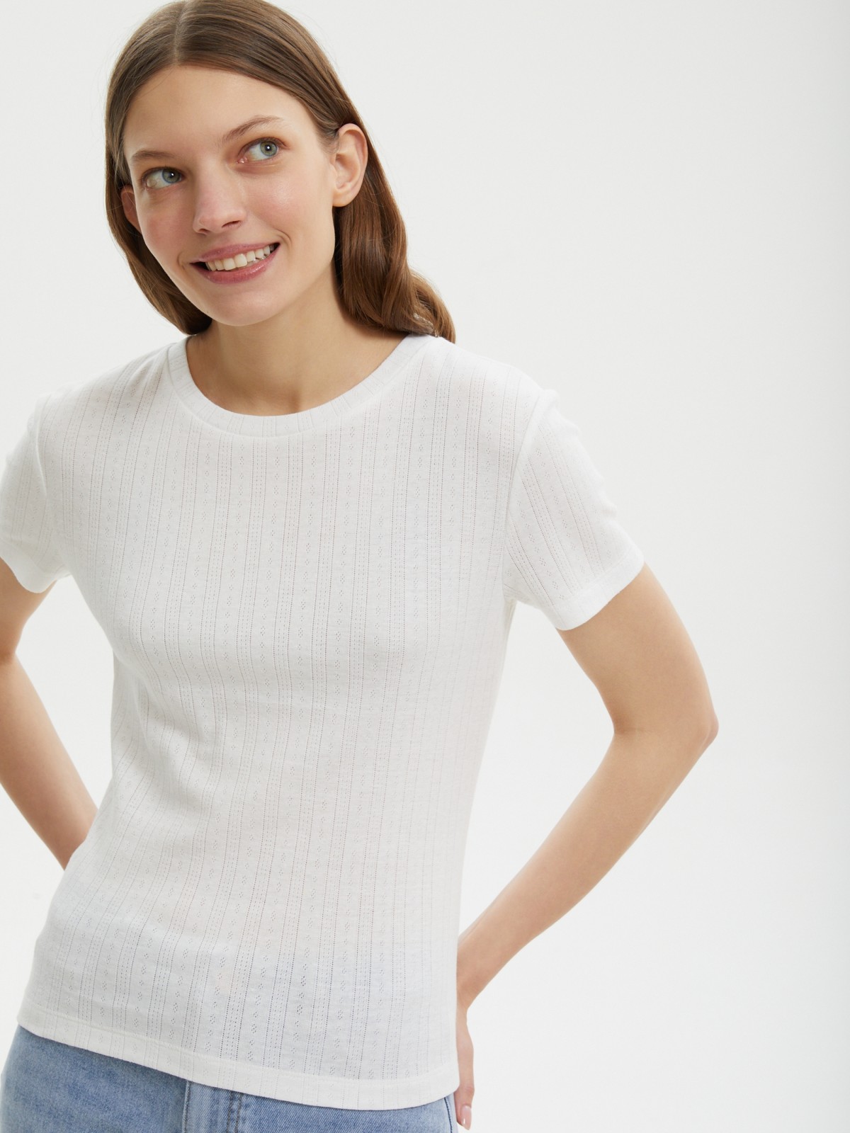 Футболка из ажурного трикотажа 