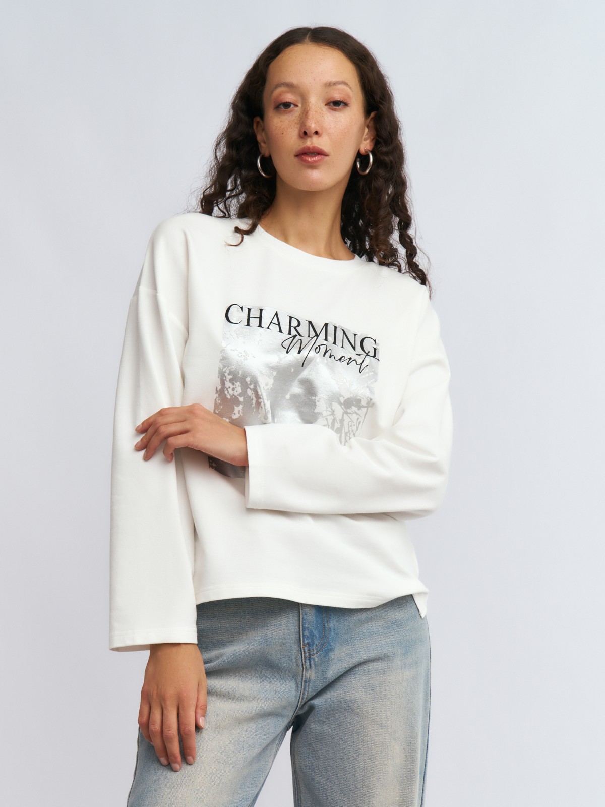 Трикотажный лонгслив с принтом