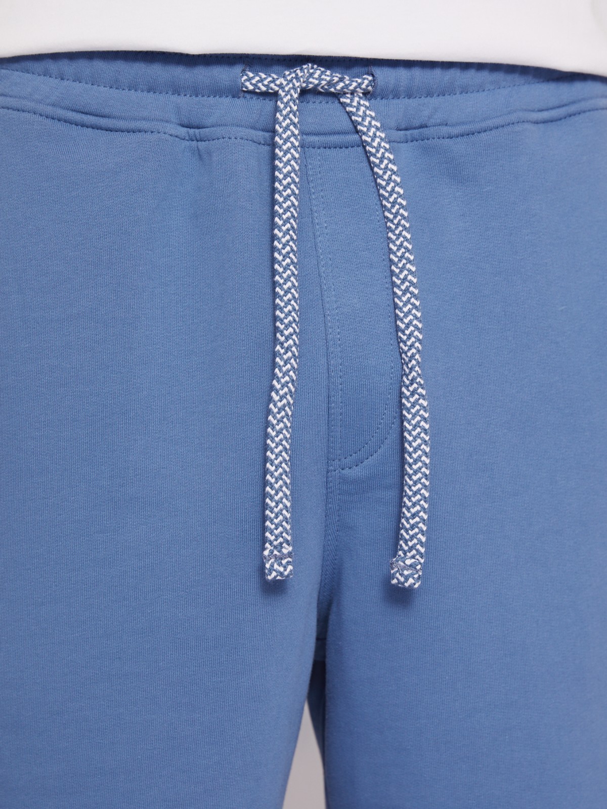 Трикотажные шорты из хлопка на резинке zolla 014237J2Q052, цвет светло-голубой, размер XS - фото 2