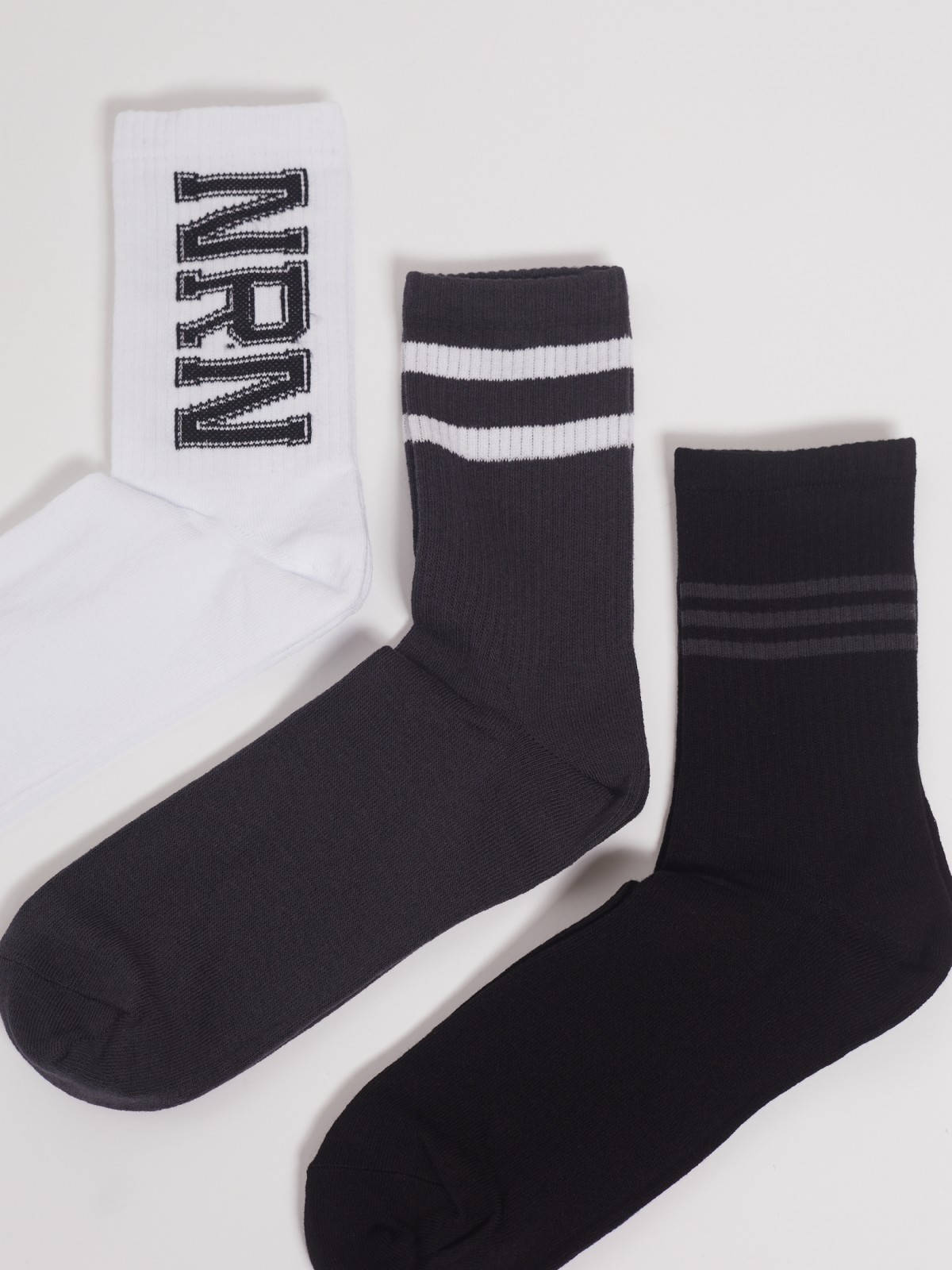 Набор высоких носков (3 пары в комплекте) zolla 01311998J185, цвет черный, размер 25-27 - фото 2