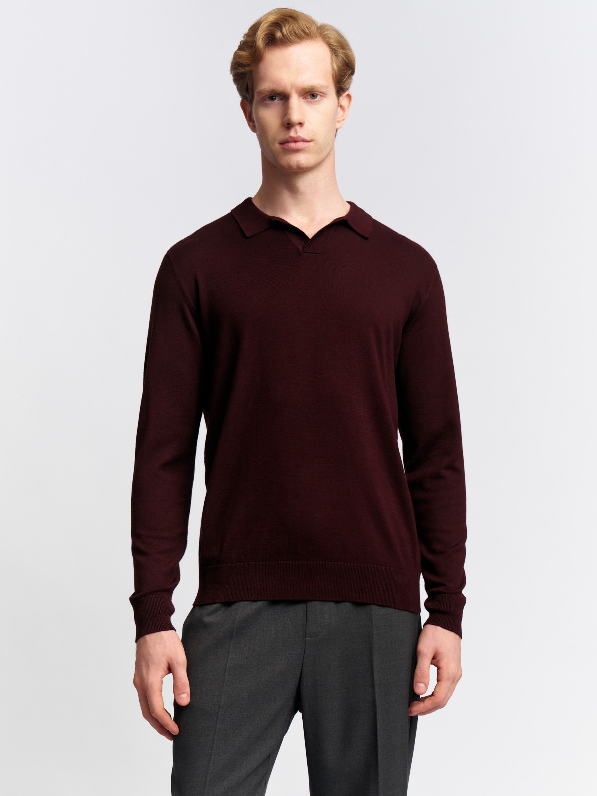 Трикотажный джемпер поло с длинным рукавом