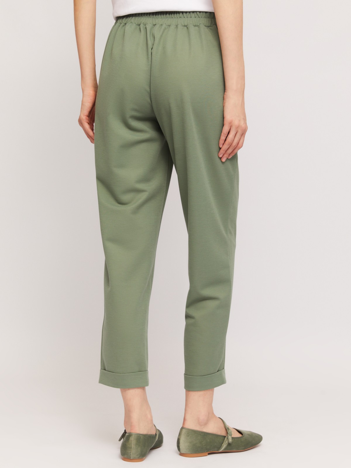 Трикотажные брюки-джоггеры на резинке zolla 02424739Y012, цвет темно-зеленый, размер XS - фото 5