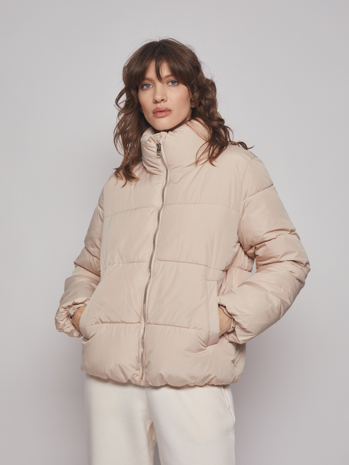 Тёплая куртка с воротником zolla 022335112014, цвет молоко, размер XS - фото 5