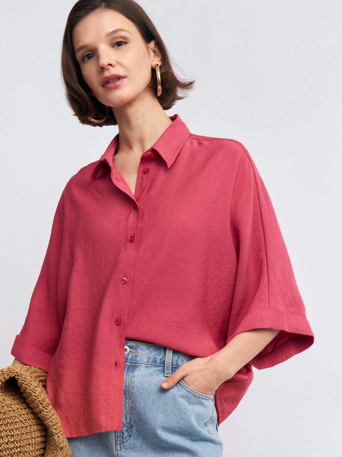 Рубашка из вискозы с коротким рукавом