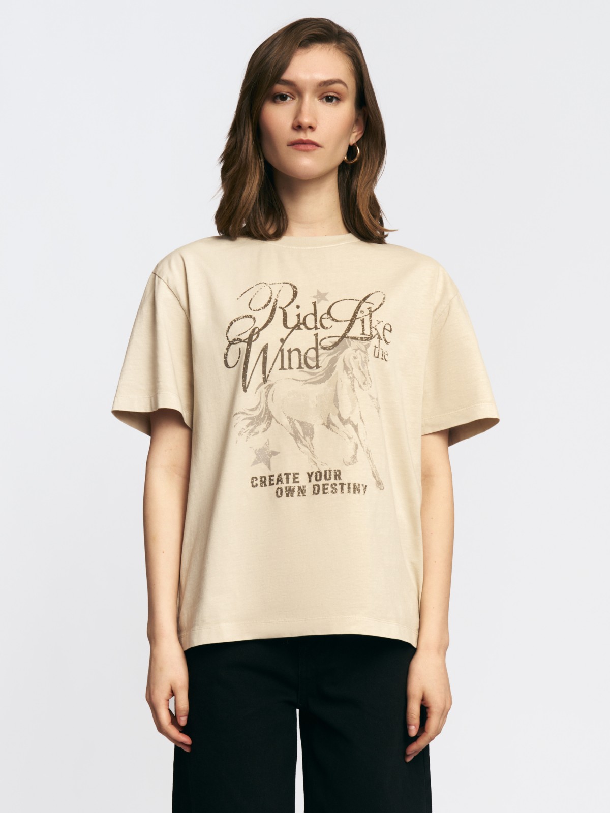 Трикотажная футболка из хлопка с принтом