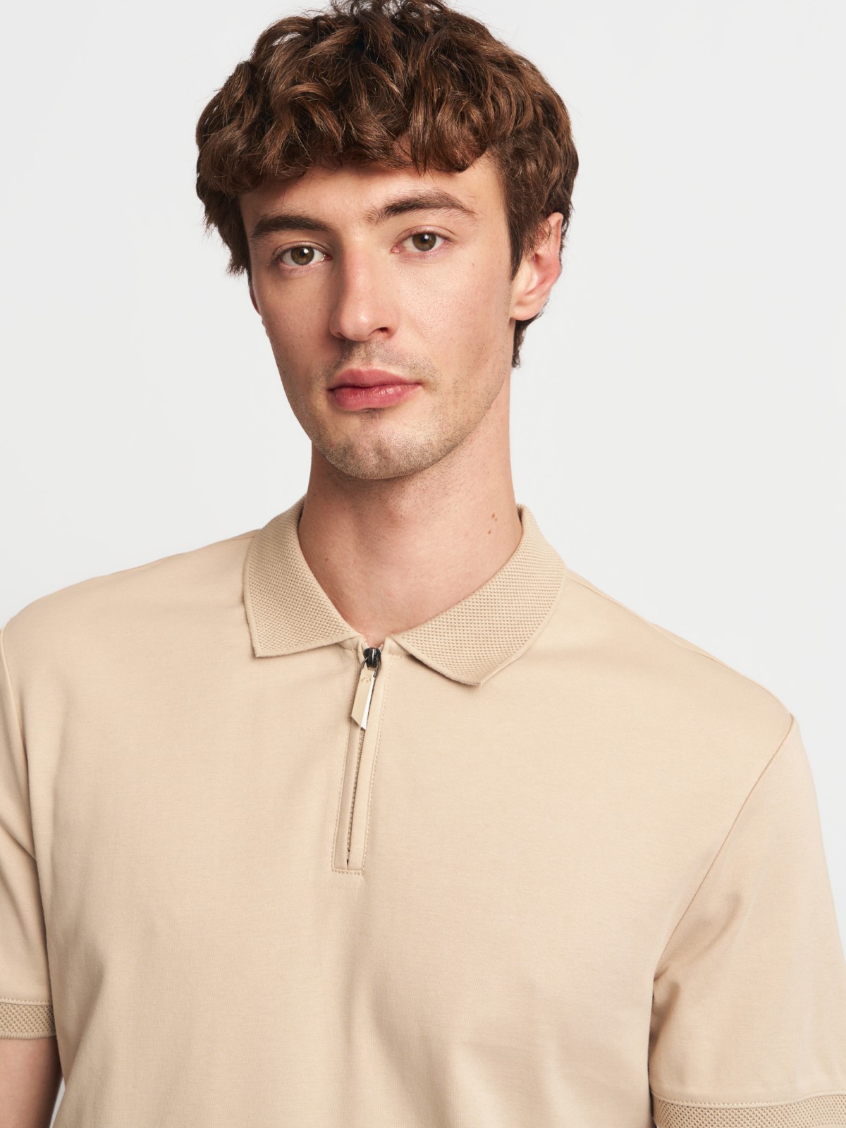 Футболка поло из хлопка на молнии