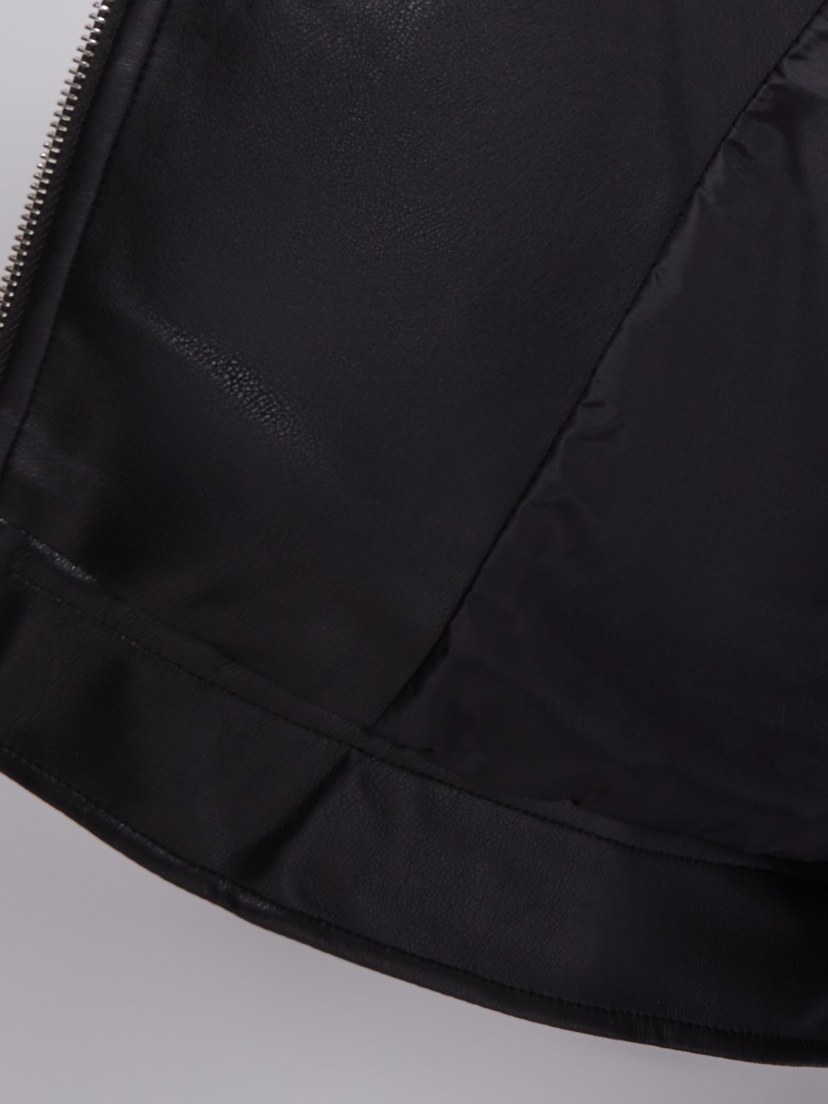 Кожаная куртка-косуха zolla 022325602024, цвет черный, размер XS - фото 6