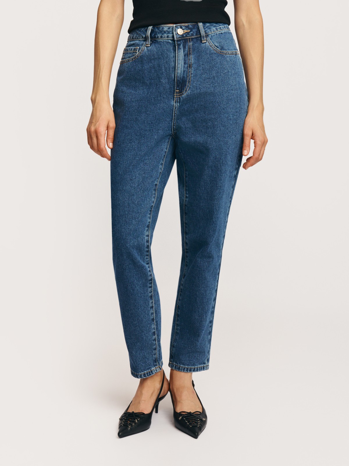 Джинсы силуэта Mom Fit из хлопка с высокой посадкой