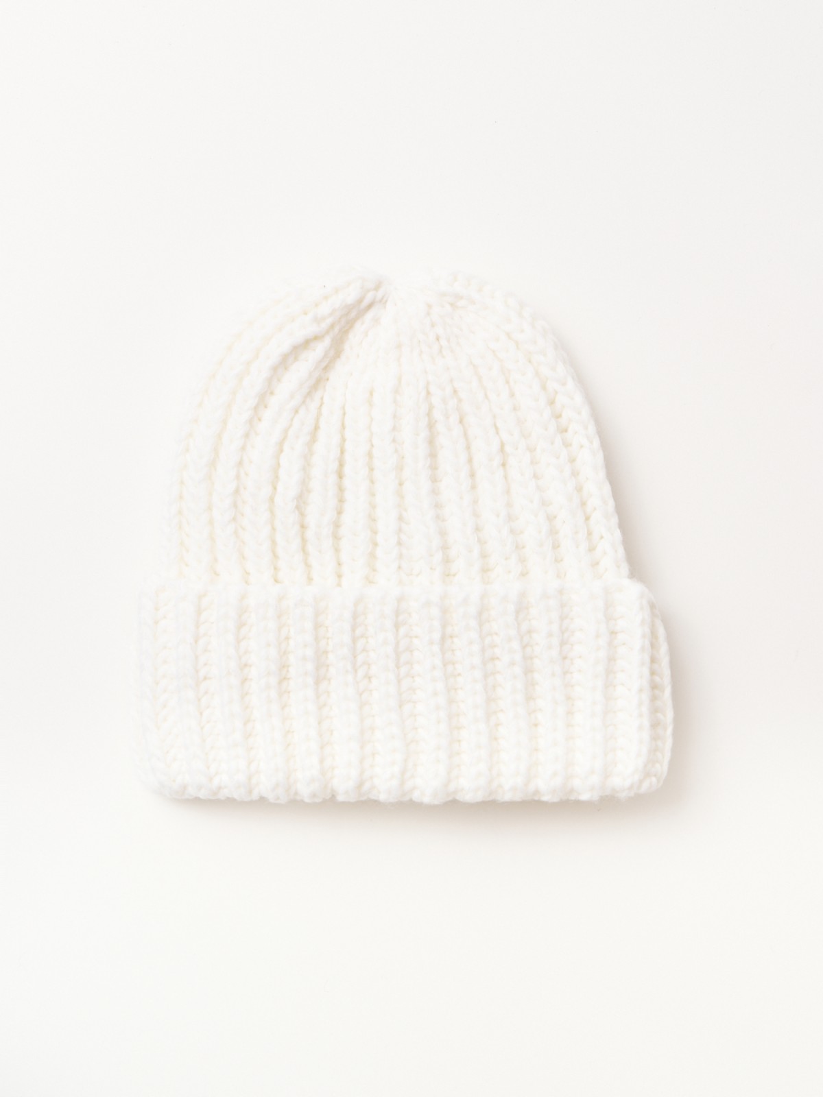Вязаная шапка-бини на флисе