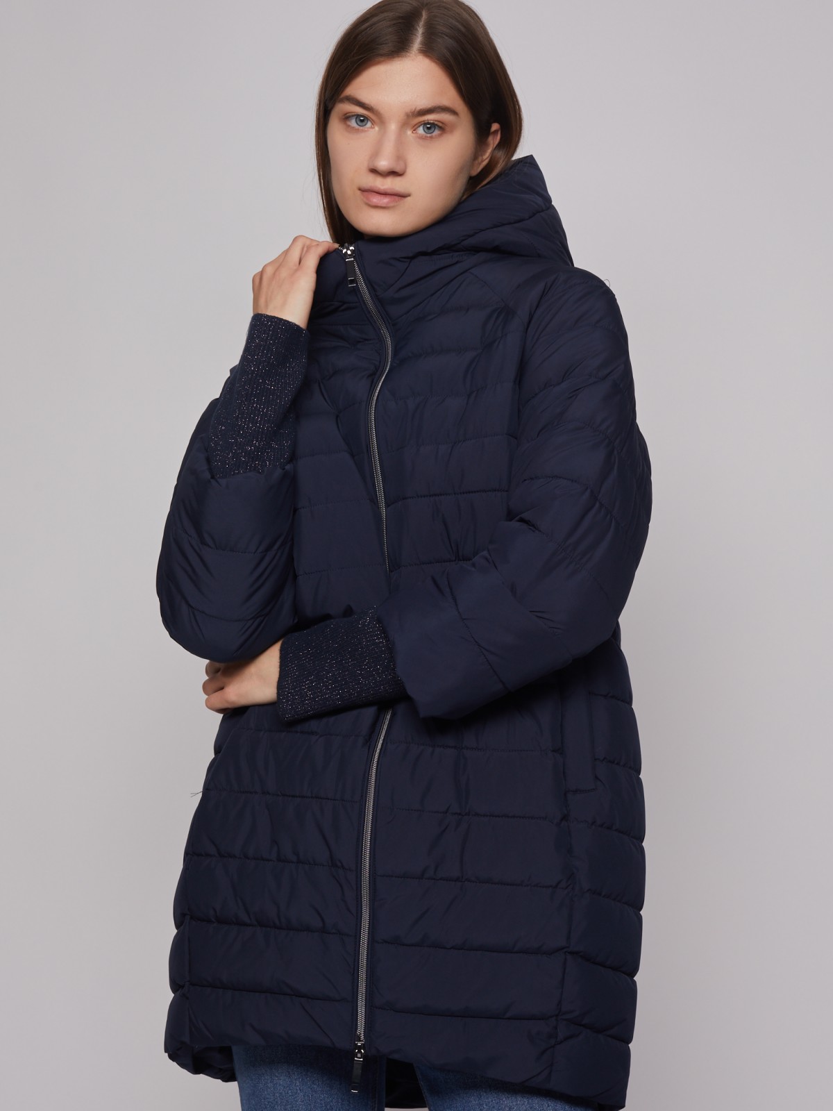 Утеплённое пальто объёмного силуэта zolla 022335202084, цвет синий, размер S - фото 3