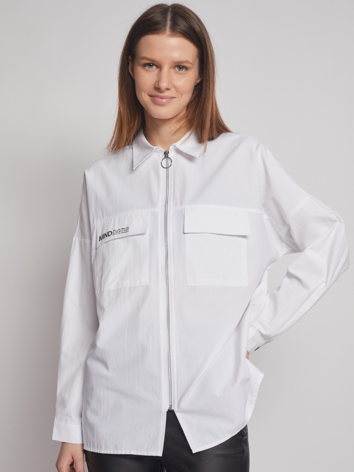 Блузка с  длинными рукавами zolla 02313118Y123, цвет белый, размер XS - фото 3