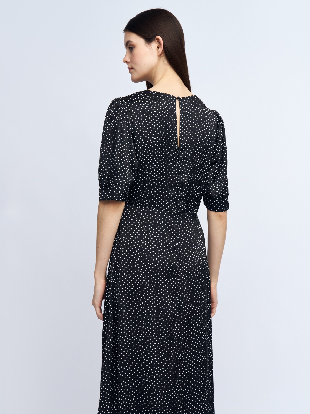 Платье миди из атласа с высокой талией