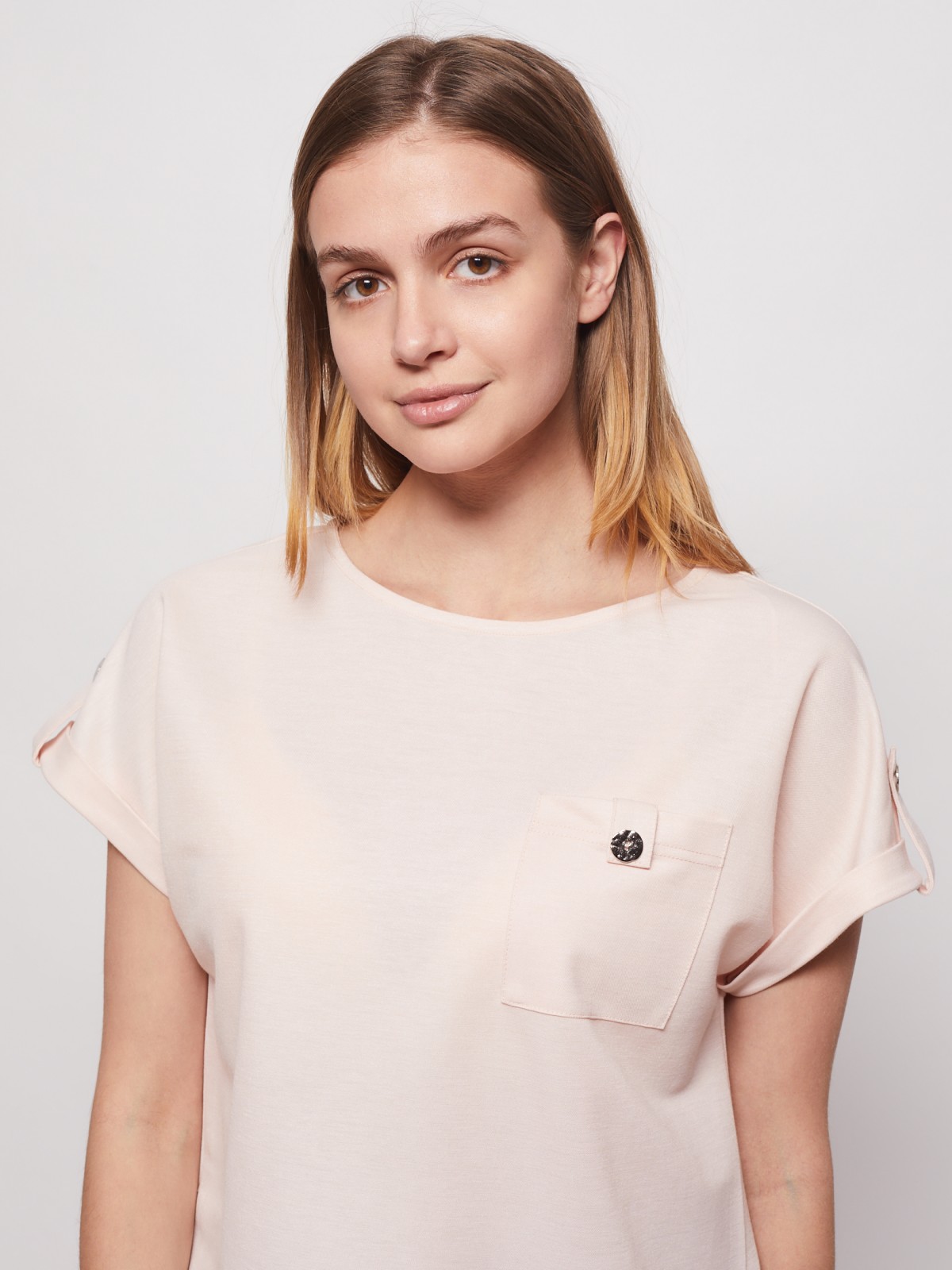 Блузка с короткими рукавами zolla 021213259011, цвет розовый, размер S - фото 2