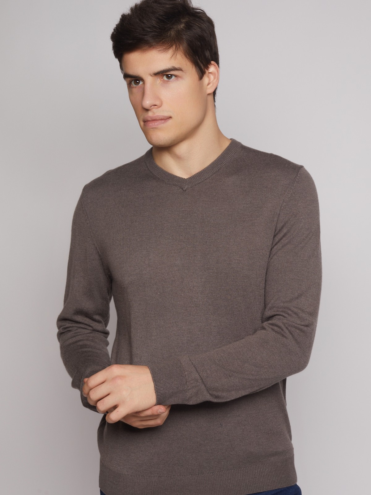 Тёплый трикотажный пуловер zolla 012426163052, цвет коричневый, размер M - фото 5