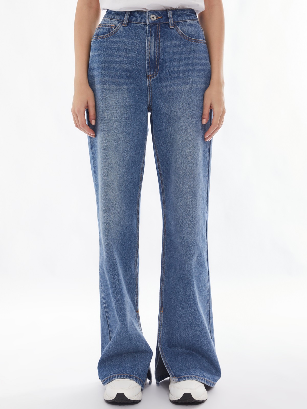 Высокие джинсы прямого силуэта с разрезами zolla 02413714S071, цвет светло-голубой, размер 25 - фото 2