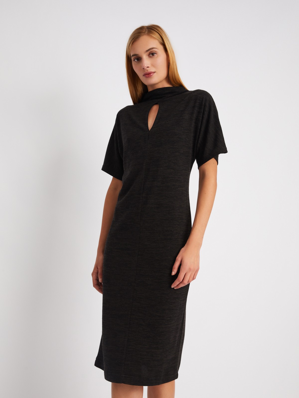 Платье длины миди с акцентным вырезом zolla 02411819F201, цвет черный, размер S - фото 3