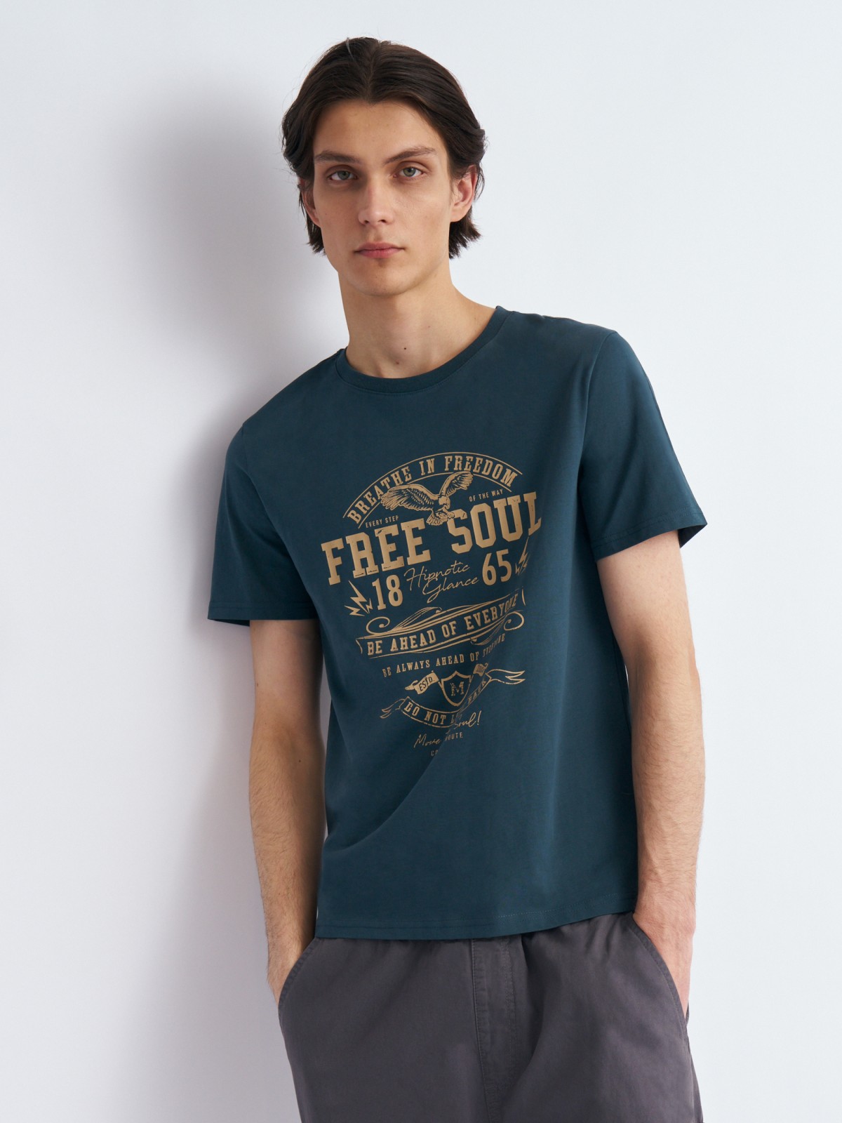 Футболка из хлопка с принтом-надписью