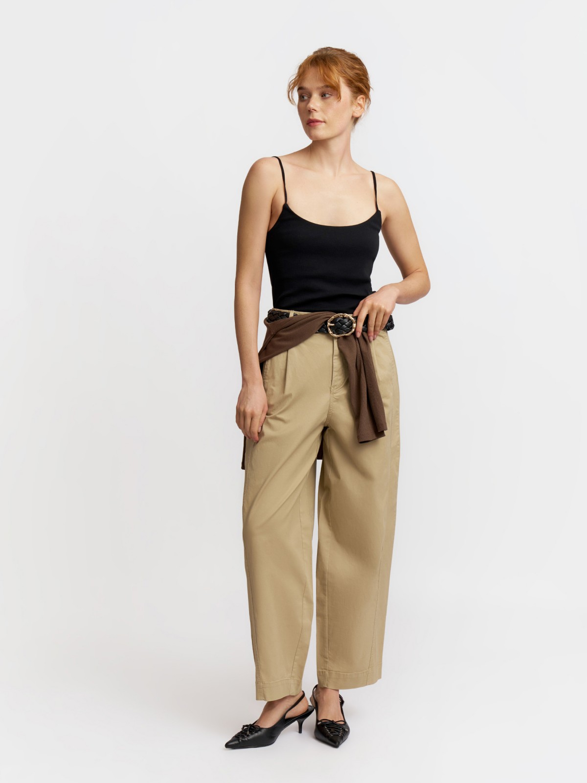 Брюки из хлопка с ремнём