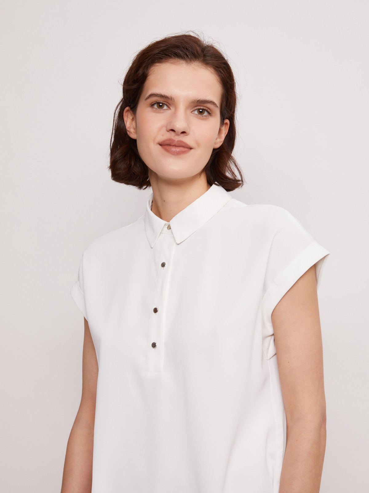 Блузка с короткими рукавами zolla 02121128Y012, цвет белый, размер XS - фото 3