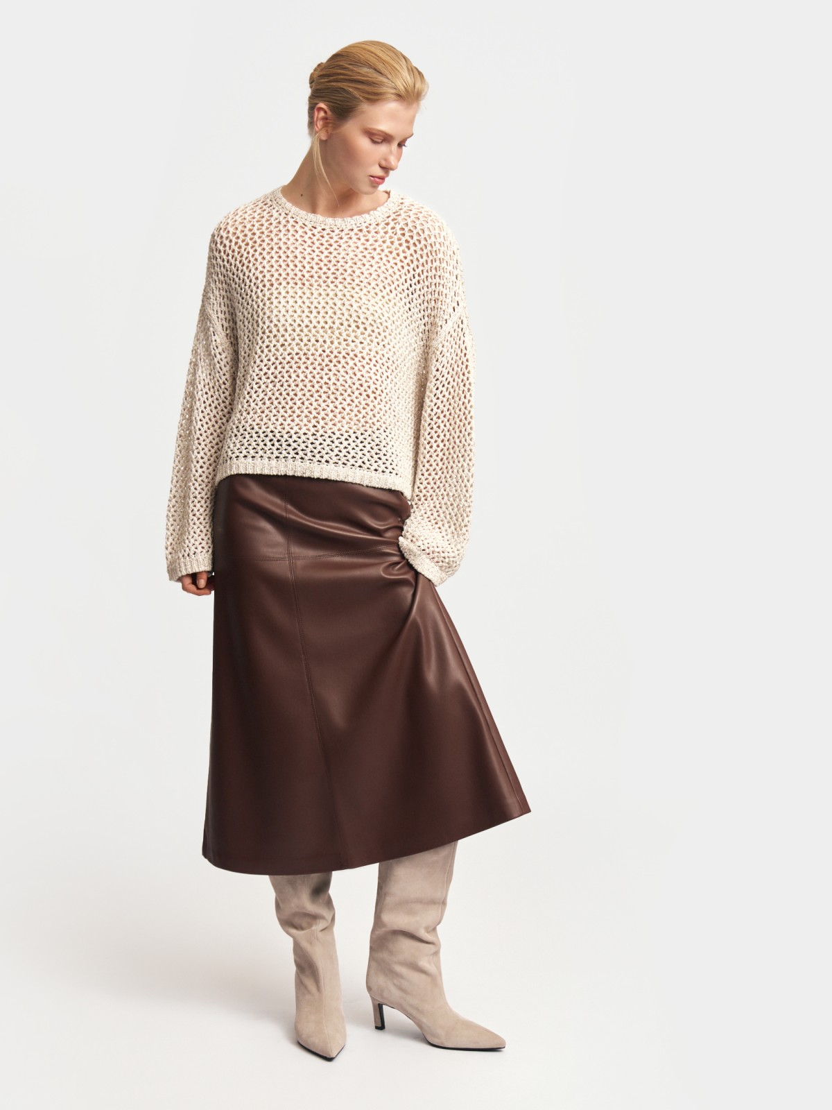 Юбка миди из экокожи