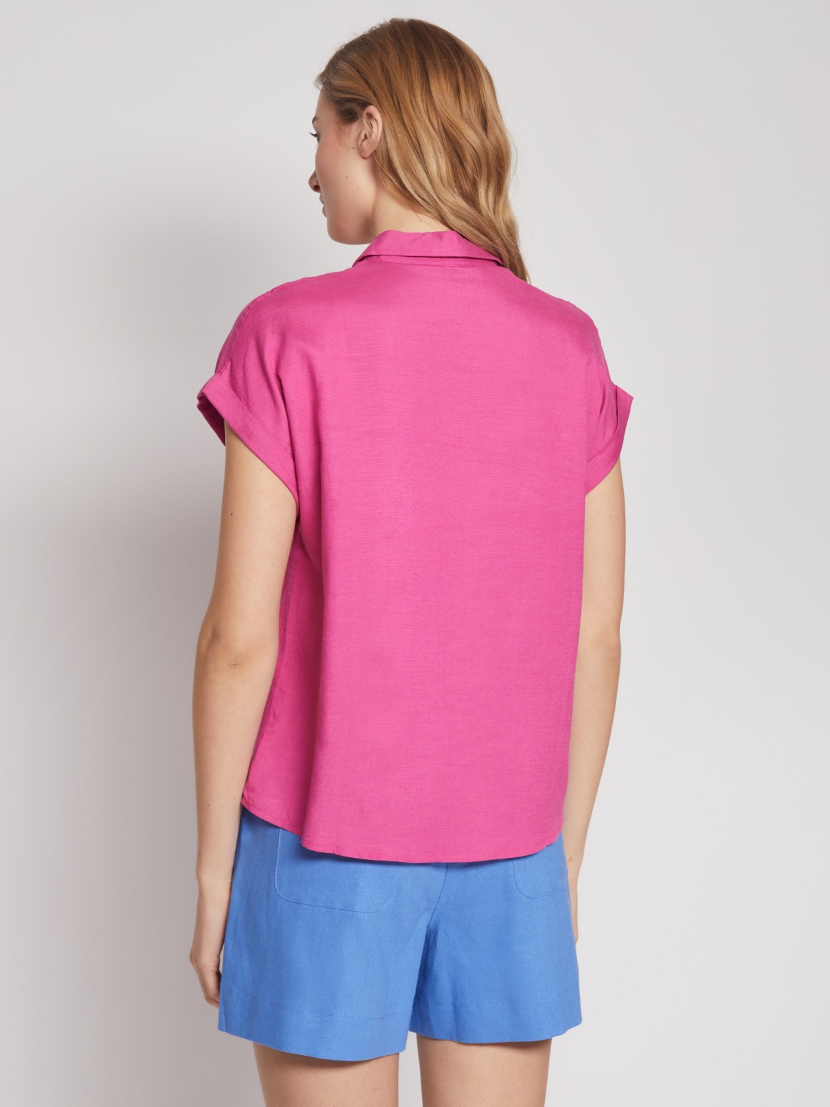 Блузка с короткими рукавами zolla 222251262023, цвет фуксия, размер XXS - фото 6