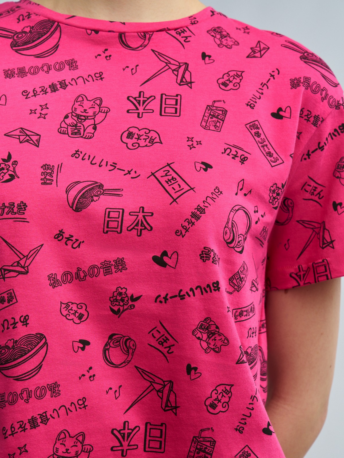 Футболка из хлопка с коротким рукавом и принтом