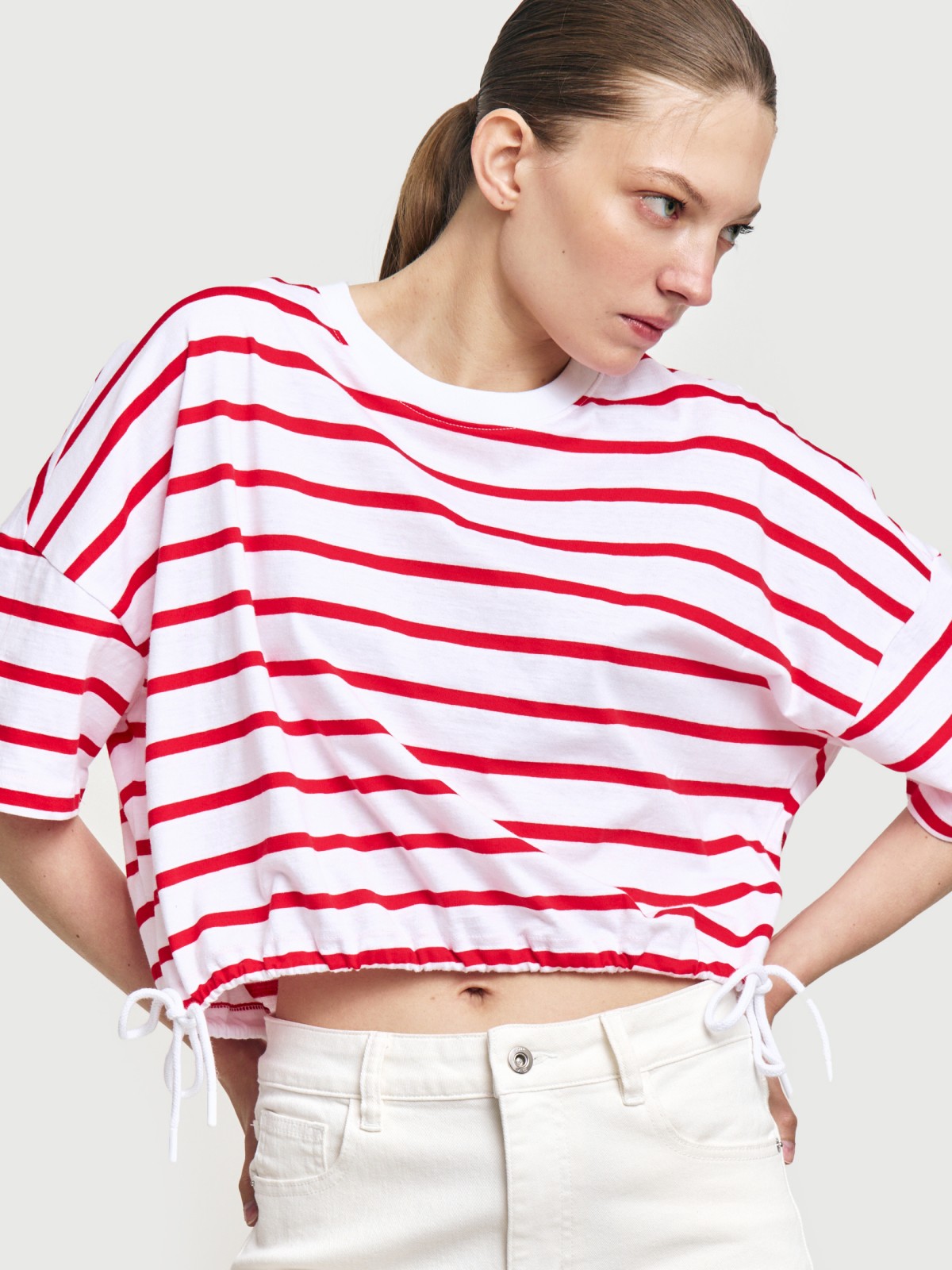 Футболка оверсайз из хлопка на кулиске