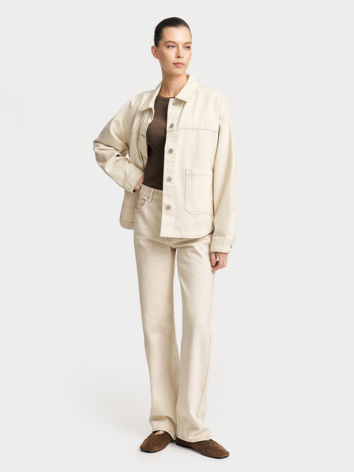 Джинсовая куртка-рубашка из хлопка