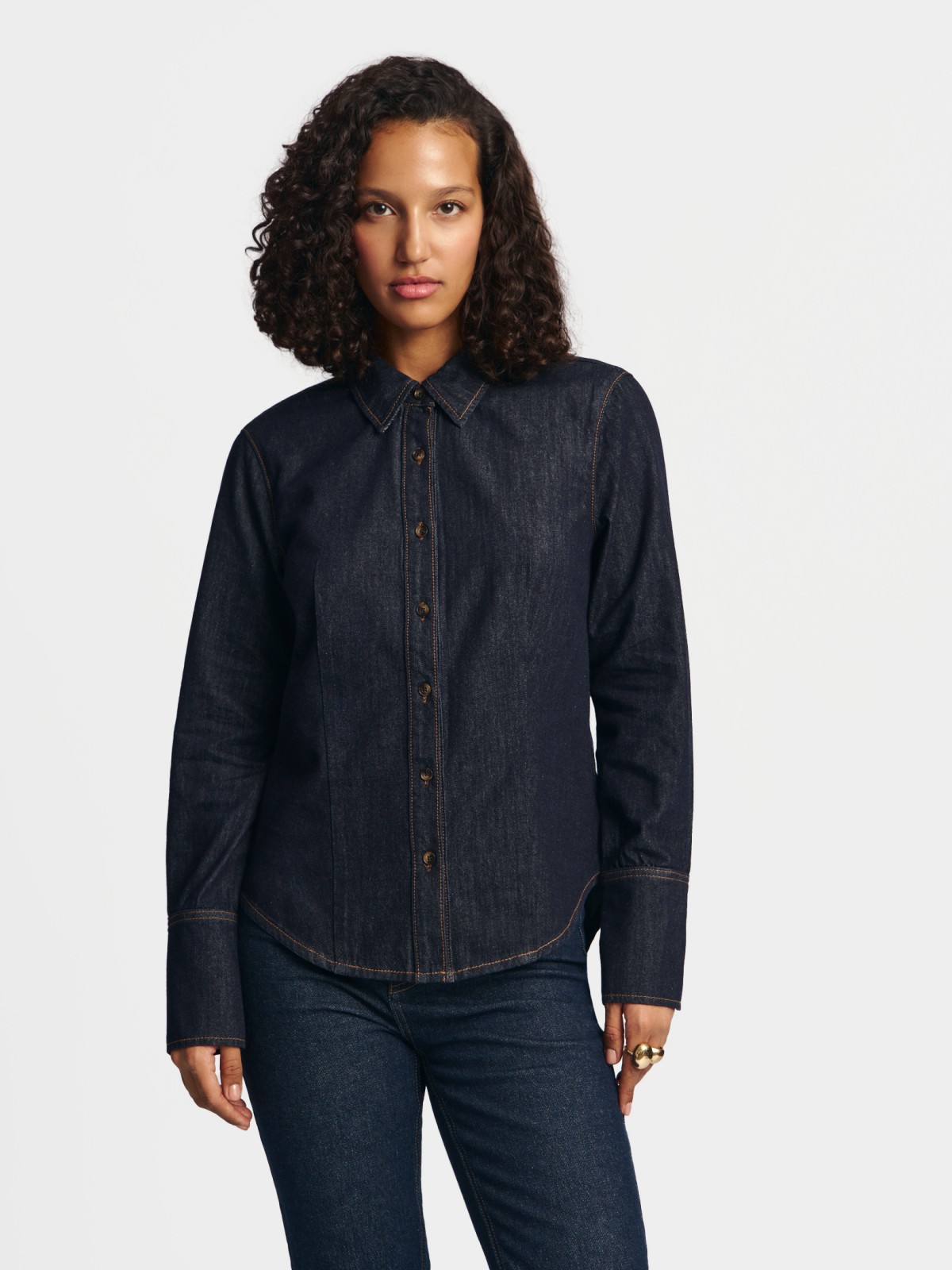 Джинсовая куртка-рубашка из хлопка