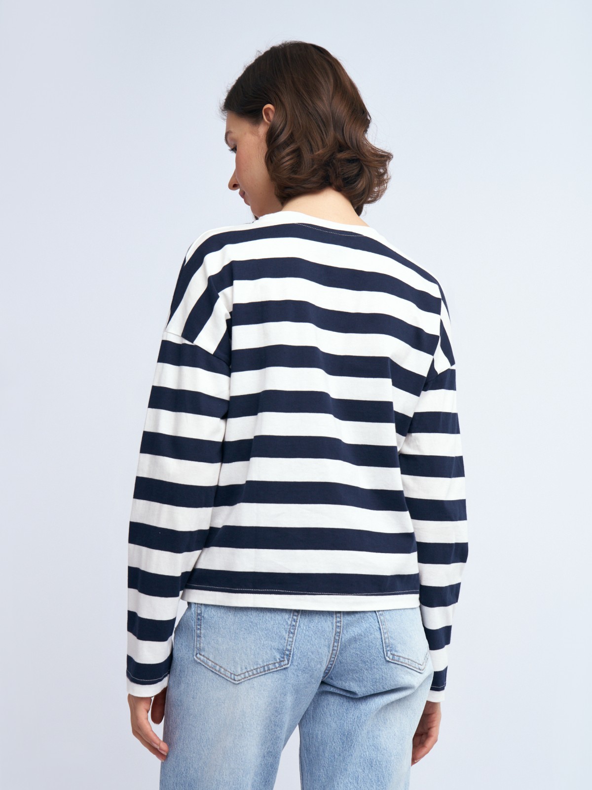 Лонгслив-тельняшка с узором в полоску из хлопка