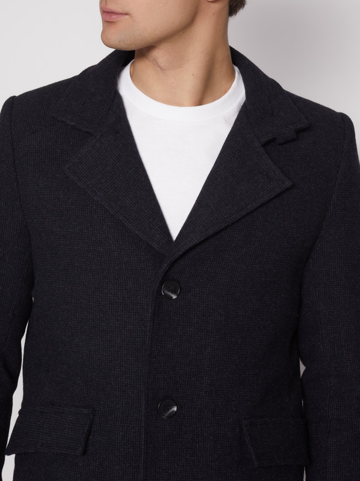 Утеплённое однобортное пальто zolla 012135839014, цвет темно-синий, размер S - фото 5