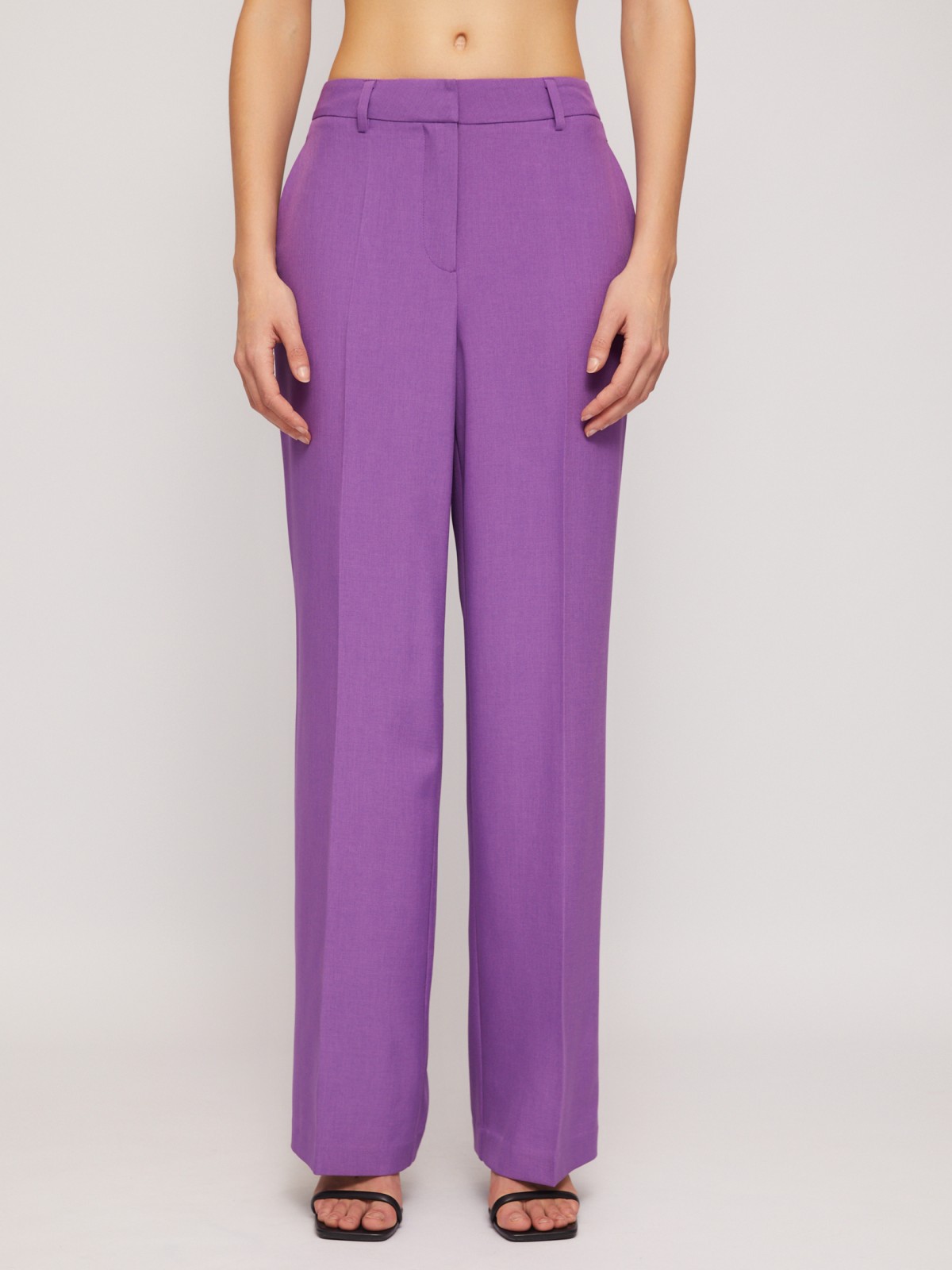Классические прямые брюки со стрелками zolla 024247350063, цвет фиолетовый, размер XS - фото 4