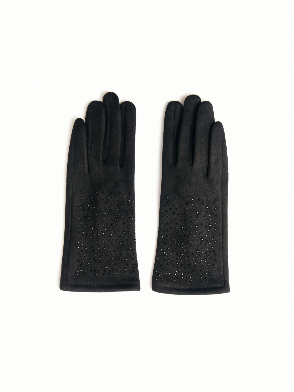 Утеплённые текстильные перчатки со стразами