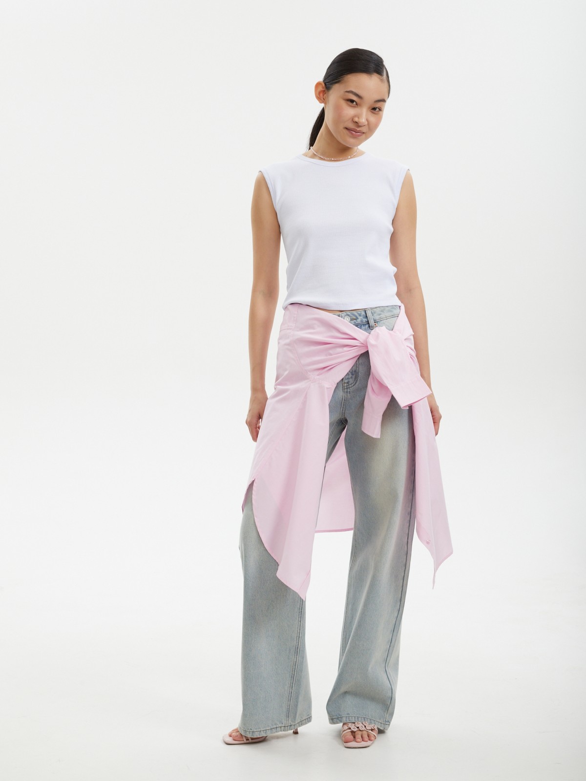 Джинсы силуэта Wide со средней посадкой