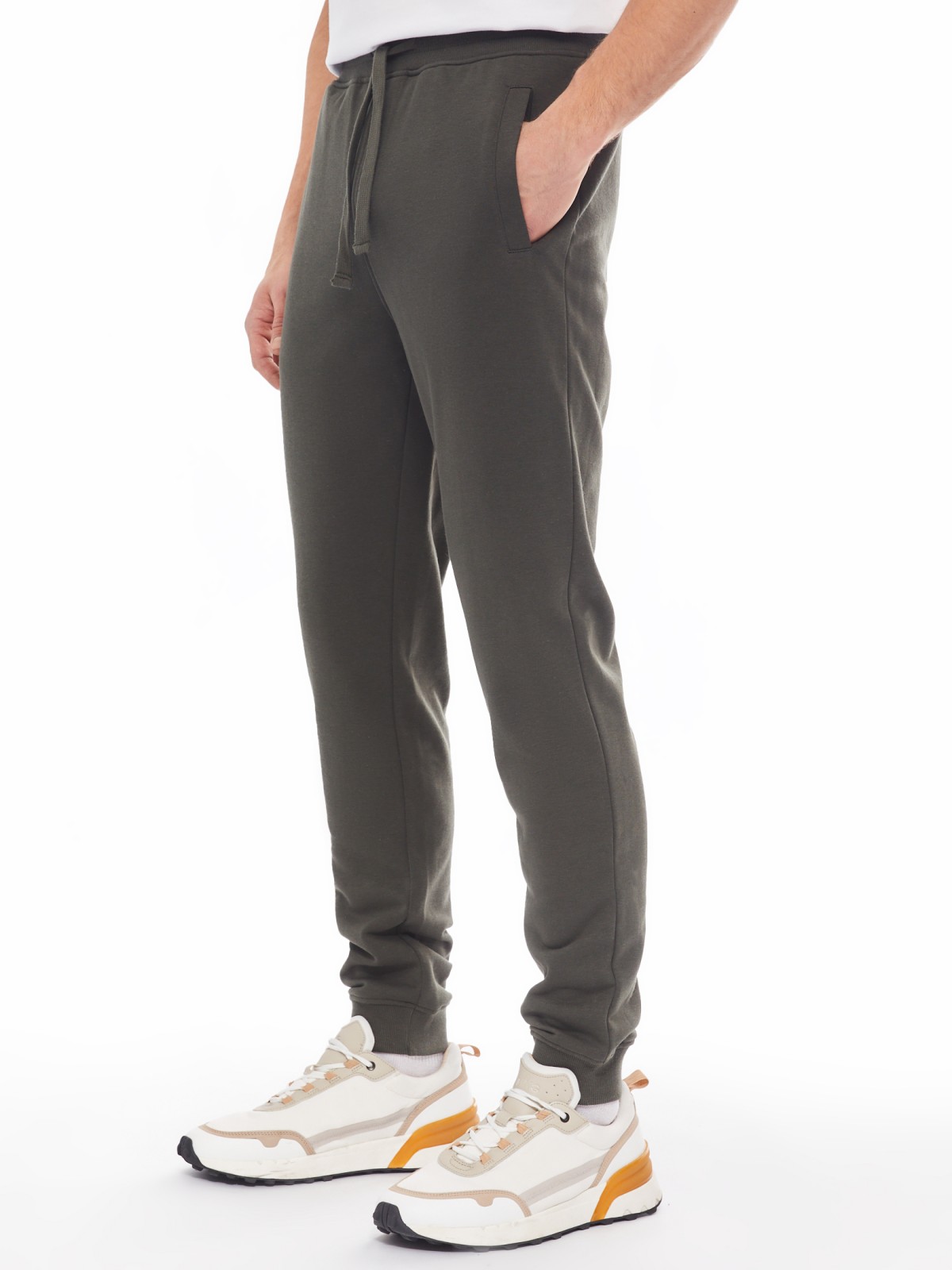 Трикотажные брюки-джоггеры в спортивном стиле zolla 014137675022, цвет хаки, размер M - фото 3