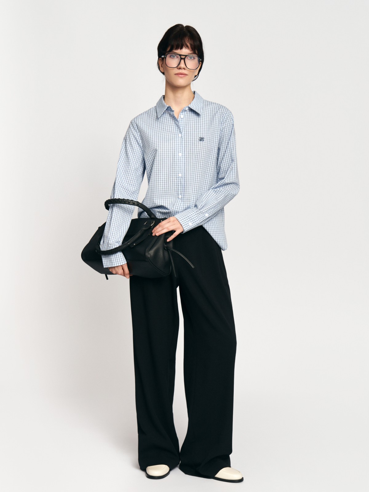 Рубашка из хлопка в клетку с длинным рукавом