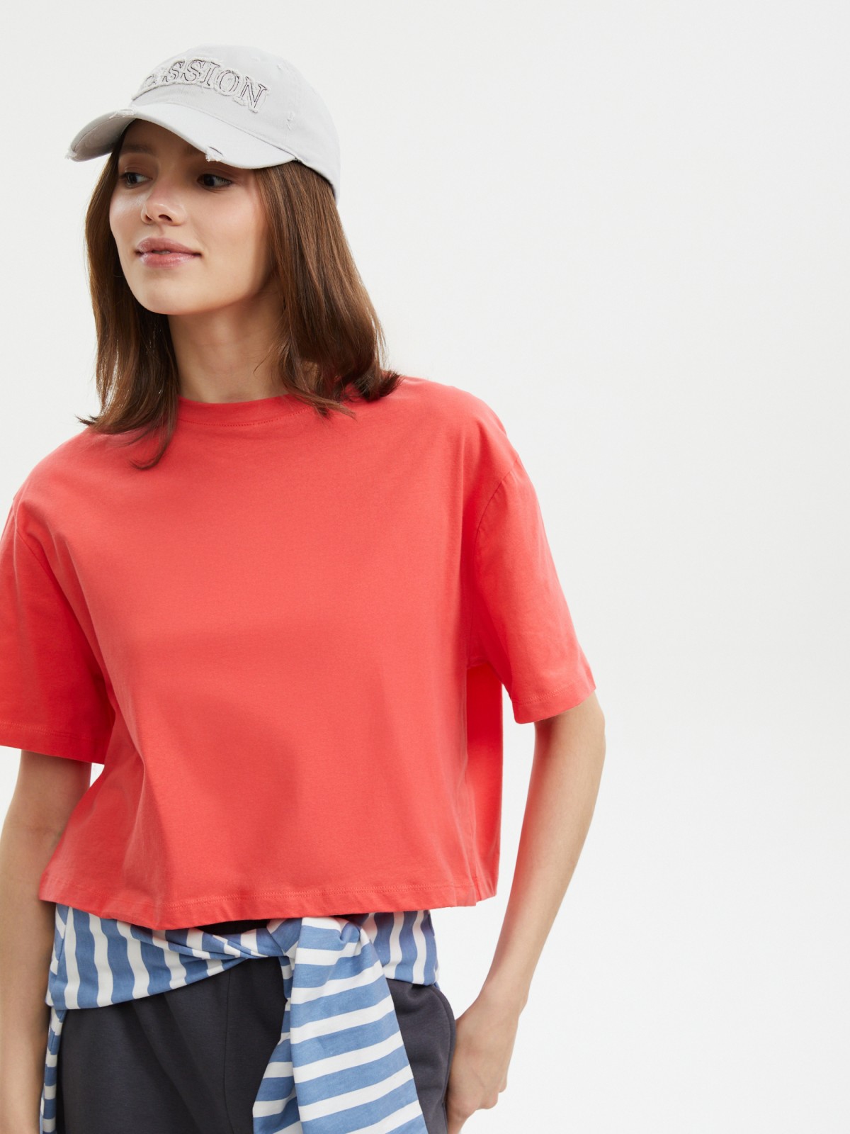 Бейсболка из хлопка с полукруглым козырьком